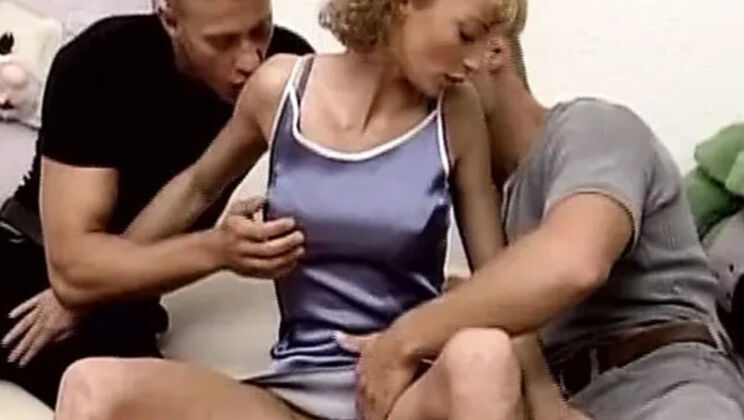 Cute German Teen Takes Huge Dicks in Double Penetration Threesome
