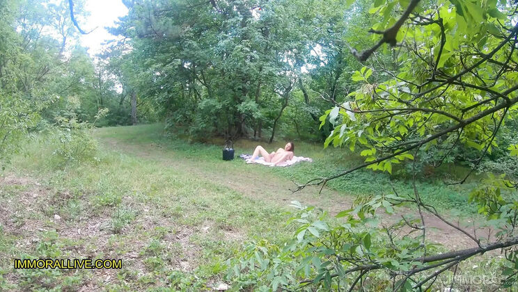 Stepdad & His Son Spy on Horny Sunbather Mia Rose - Big Booty Teen Gets Tag Teamed! Part 1