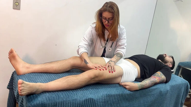 Redhead Nurse Sees My Hard Cock During Leg Check
