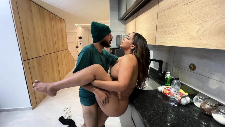 Big-titted brunette MILF surprises brother-in-law with wild doggystyle and squirting