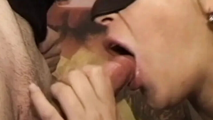Crazy Masked Blonde Babe Sucks and Fucks Huge Dick