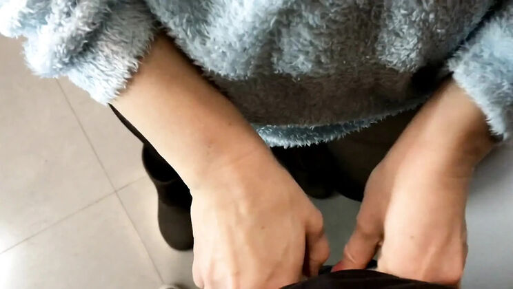 My Wife Pulled Me Into a Public Toilet Again and Made Me Blow My Load in Her Pantyhose POV