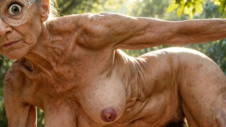 Hairy MILF Yoga Teacher Shows Pussy in Nude Outdoor Class