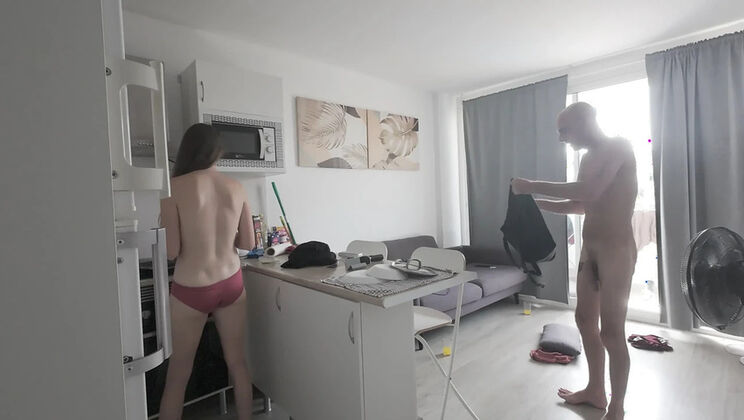 Step Daddy's Big Cock Sucked By The Open Window Then Fucked And Facialed In The Bathroom