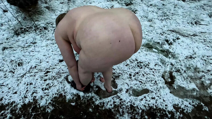 Naked Busty Girl in the Snow – Public Nudity and Humiliation