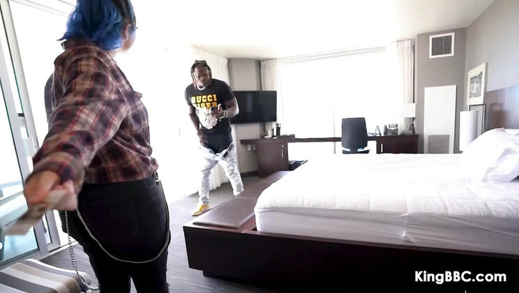 Blue Haired Xoe Grim Takes Big Black Cock From Louie Smalls at KingBBC